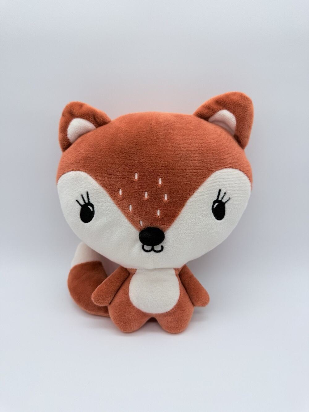 H&M Home Big Head Orange Fox Stuffed Animal Plush Embroidered Eyes 9"